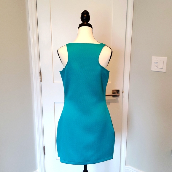MNG Casual Mini dress with Side zipper Teal Size Medium - Picture 2 of 5